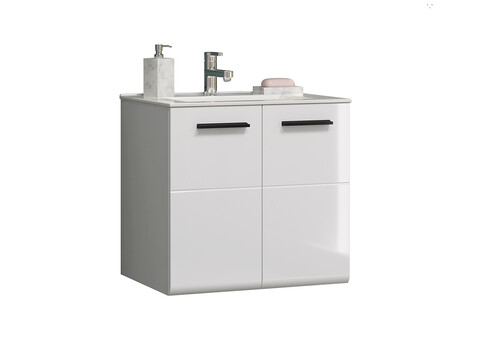 Valamukapp + valamu RIVA valge kõrgläige, 62x47xH59 cm