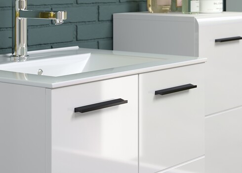 Valamukapp + valamu RIVA valge kõrgläige, 62x47xH59 cm