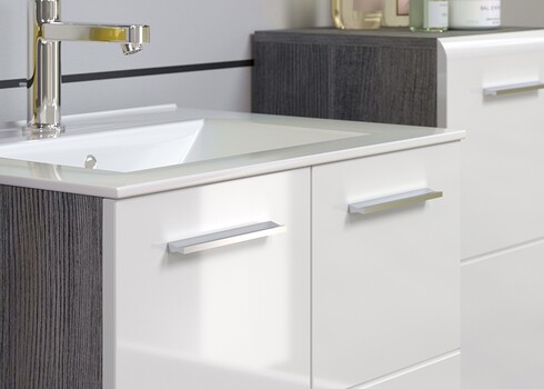 Valamukapp + valamu RIVA valge kõrgläige / suitshall, 62x47xH59 cm