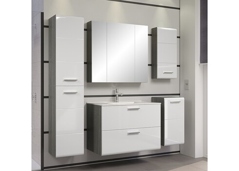 Valamukapp + valamu RIVA valge kõrgläige / suitshall, 82x47xH59 cm