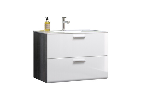 Valamukapp + valamu RIVA valge kõrgläige / suitshall, 82x47xH59 cm