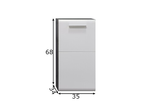 Vannitoakapp RIVA valge kõrgläige / suitshall, 37x34xH68 cm