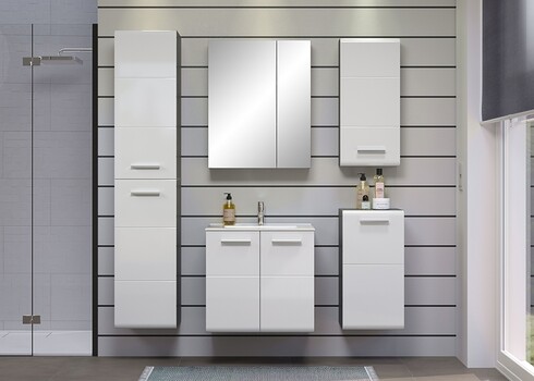 Vannitoakapp RIVA valge kõrgläige / suitshall, 37x34xH68 cm