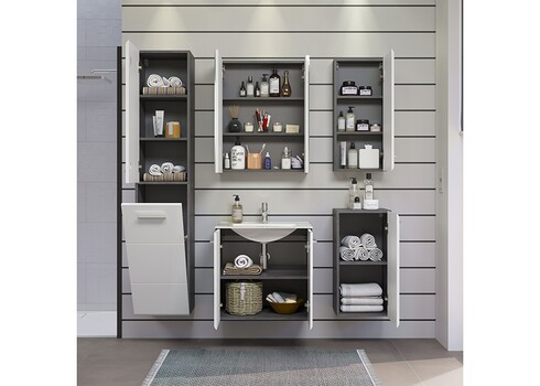 Vannitoakapp RIVA valge kõrgläige / suitshall, 37x34xH68 cm