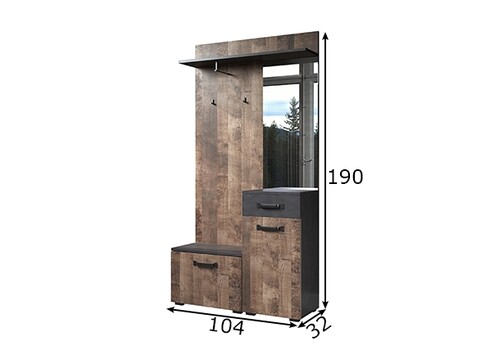 Esikukapp SMILE pruun / hall, 104x32xH190 cm
