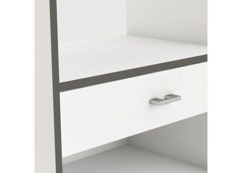 Kapp BUZZ valge / tumehall, 90x40xH112 cm