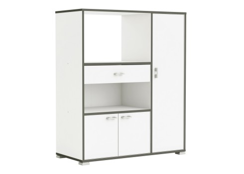 Kapp BUZZ valge / tumehall, 90x40xH112 cm