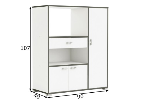 Kapp BUZZ valge / tumehall, 90x40xH112 cm