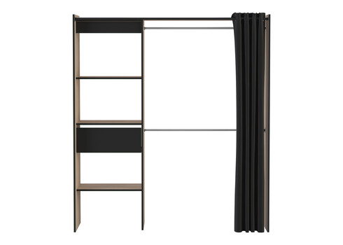 Garderoobisüsteem CHICAGO tamm / mattmust, 114-168x50xH187 cm