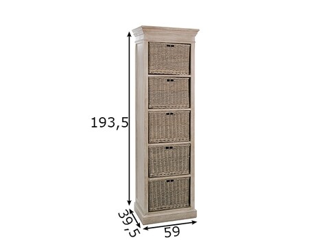 Riiul BASKET valge / pruun, 59x40xH194 cm