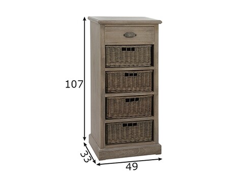 Kummut BASKET hallikaspruun, 49x33xH107 cm