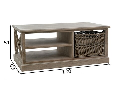 Diivanilaud BASKET hallikaspruun, 120x69xH51 cm