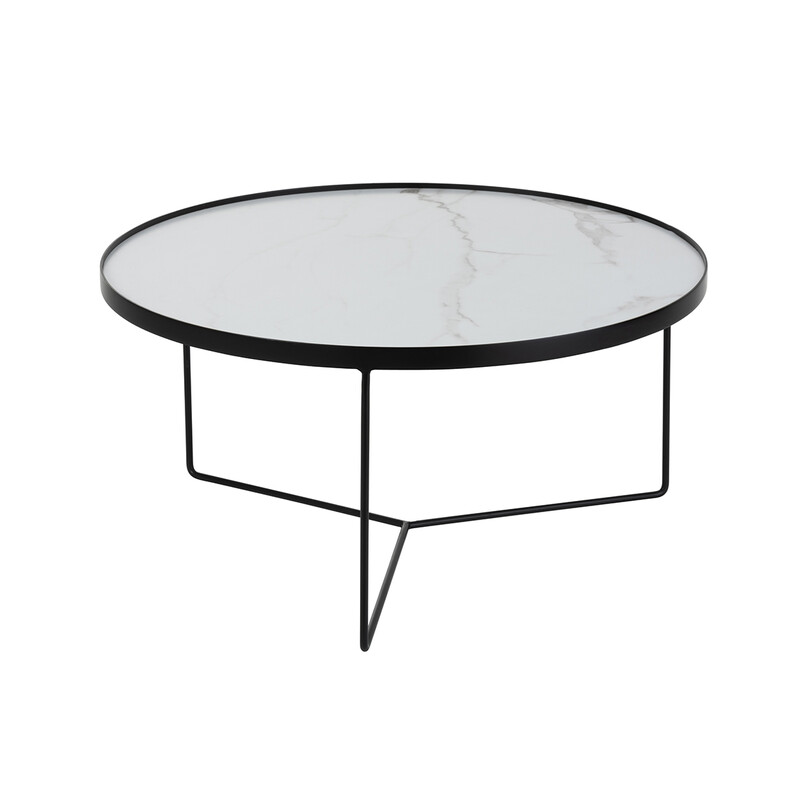 Diivanilaud MABEL marmor / must, D80xH40 cm