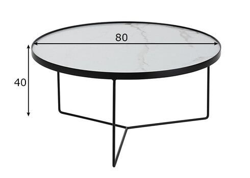 Diivanilaud MABEL marmor / must, D80xH40 cm