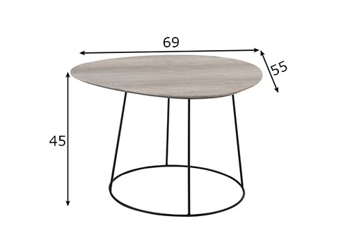 Diivanilaud OVAL hall / must, 69x55xH45 cm