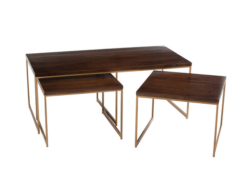 Diivanilaudade komplekt RAFI tumepruun / kuldne, 3 tk