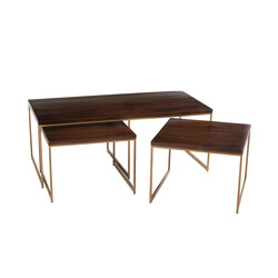 Diivanilaudade komplekt RAFI tumepruun / kuldne, 3 tk