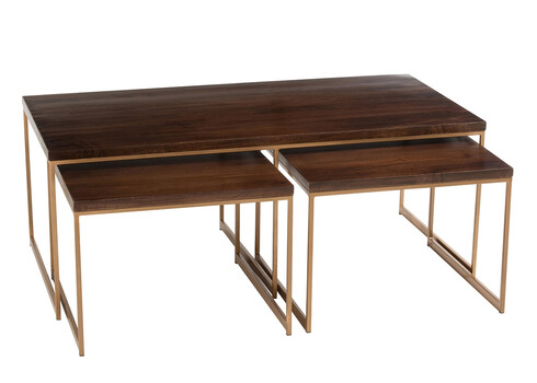 Diivanilaudade komplekt RAFI tumepruun / kuldne, 3 tk