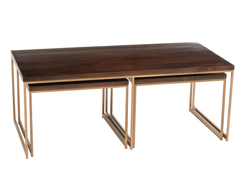 Diivanilaudade komplekt RAFI tumepruun / kuldne, 3 tk