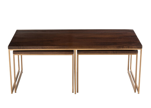 Diivanilaudade komplekt RAFI tumepruun / kuldne, 3 tk