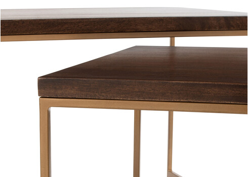 Diivanilaudade komplekt RAFI tumepruun / kuldne, 3 tk