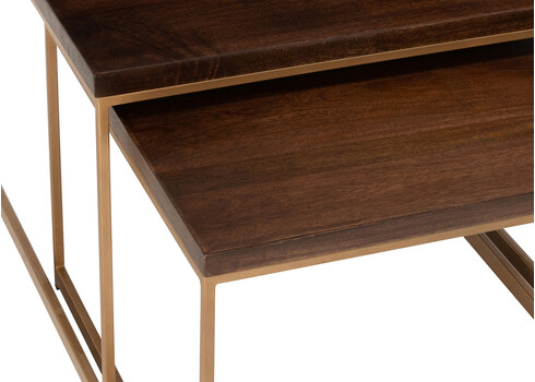 Diivanilaudade komplekt RAFI tumepruun / kuldne, 3 tk