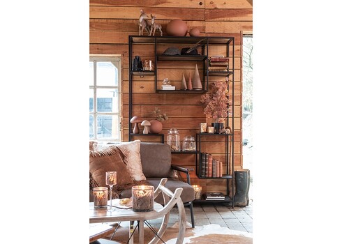 Riiul FIEN tumepruun / must, 120x30xH196 cm