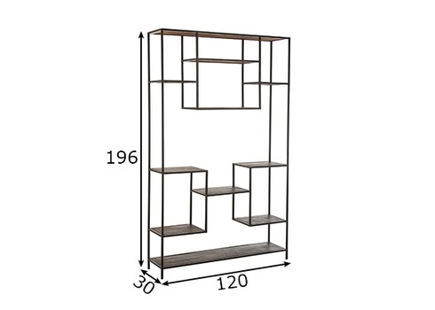 Riiul FIEN tumepruun / must, 120x30xH196 cm