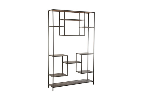 Riiul FIEN tumepruun / must, 120x30xH196 cm