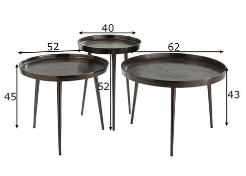 Abilaudade komplekt TRAY tumehall, 3 tk