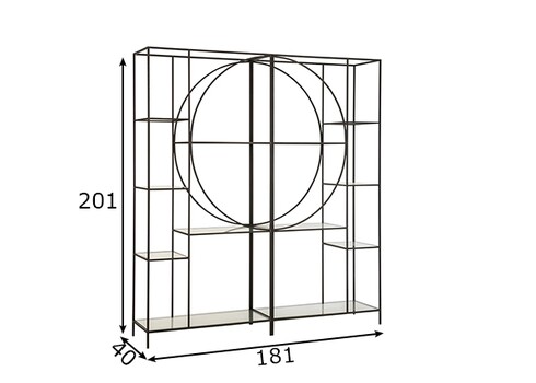Riiul GRAN must, 181x40xH201 cm