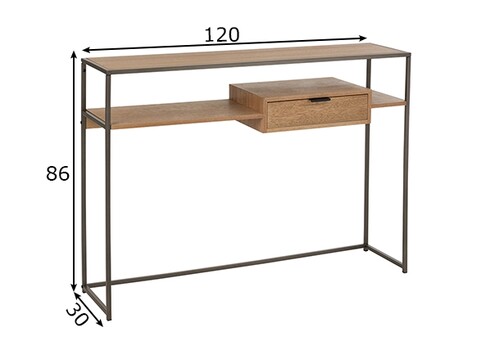 Konsoollaud PARAMO pruun / must, 120x30xH86 cm