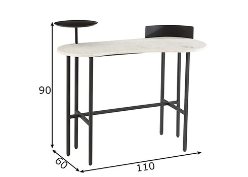 Konsoollaud FERRO valge marmor / must, 110x60xH90 cm
