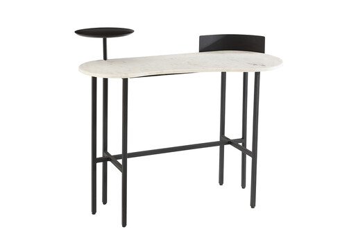 Konsoollaud FERRO valge marmor / must, 110x60xH90 cm