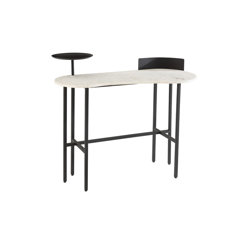 Konsoollaud FERRO valge marmor / must, 110x60xH90 cm