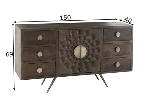 Kummut ETNIC tumepruun, 150x40xH69 cm