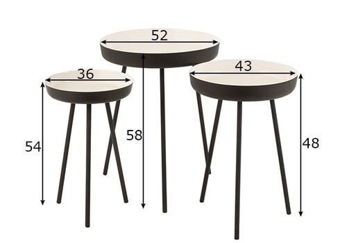 Abilaudade komplekt TRAY valge / must, 3 tk