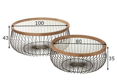 Diivanilaudade komplekt MIMBRE helepruun / must, 2 tk