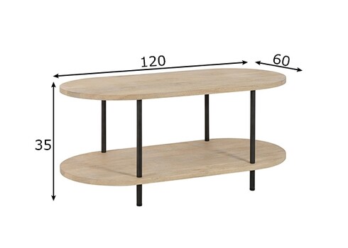 Diivanilaud ELI helepruun / must, 120x60xH35 cm