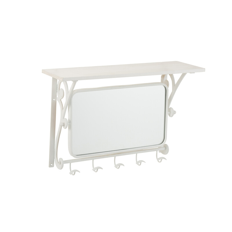 Riiul peegliga SEDA valge, 56x20xH39 cm