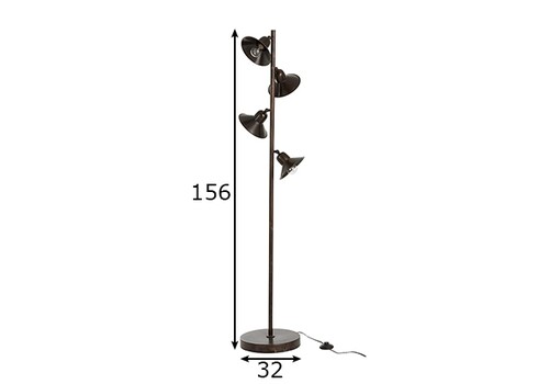 Põrandavalgusti BELL tumepruun, 32x32xH156 cm