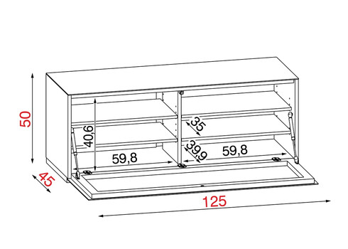 Tv-alus GENOVA valge läige, 125x45xH50 cm
