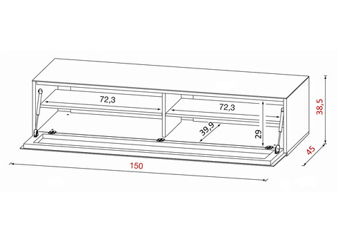 Tv-alus GENOVA must läige, 150x45xH39 cm