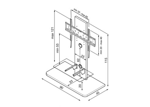 Tv-alus TORINO mattvalge, 90x45xH115 cm
