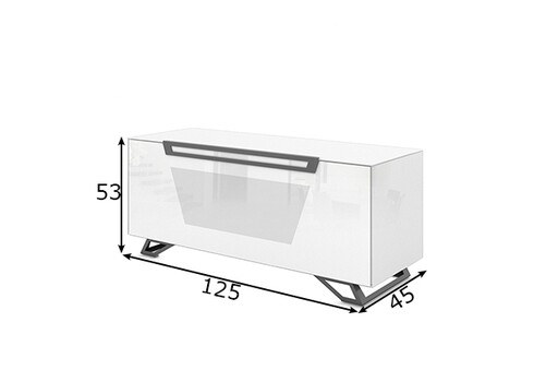 Tv-alus jalgadel VENTI valge läige, 125x45xH53 cm