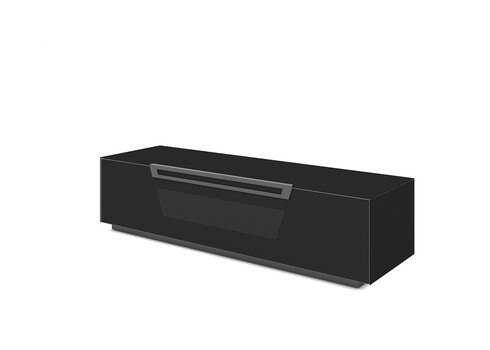 Tv-alus ratastel VENTI must läige, 150x45xH38 cm