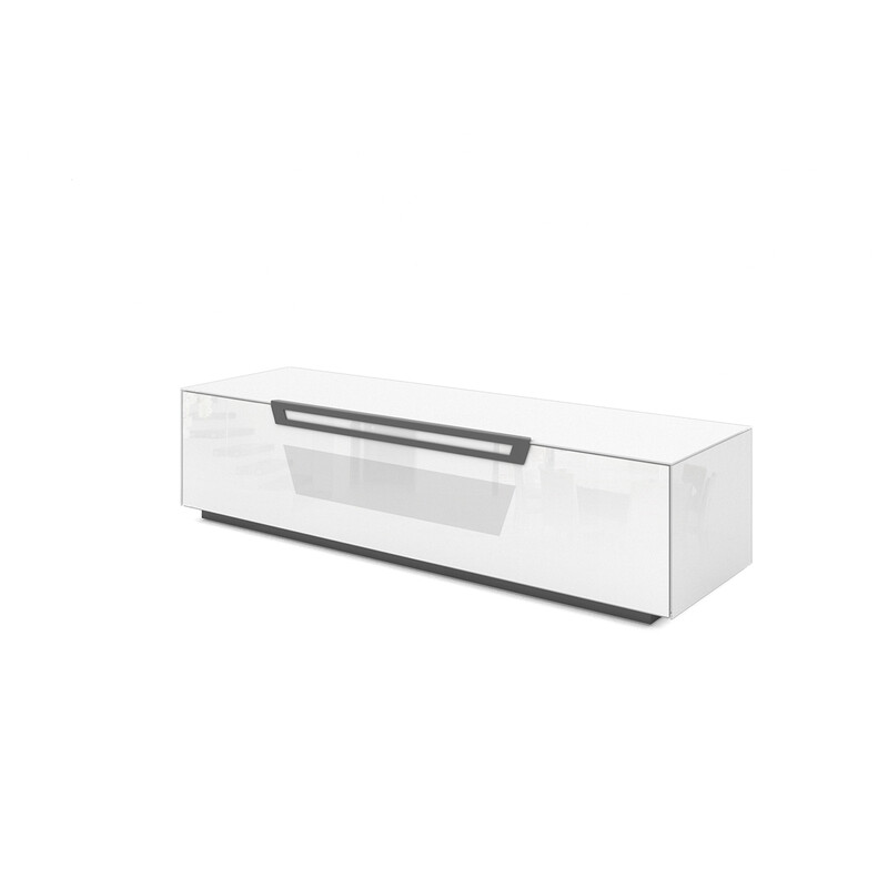 Tv-alus ratastel VENTI valge läige, 150x45xH38 cm