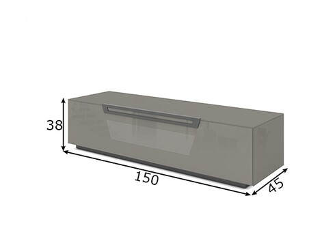 Tv-alus ratastel VENTI hall läige, 150x45xH38 cm