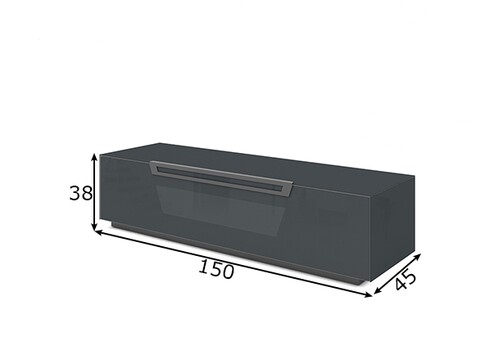 Tv-alus ratastel VENTI tumehall läige, 150x45xH38 cm