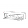 Tv-alus ratastel VENTI mattmust, 150x45xH38 cm